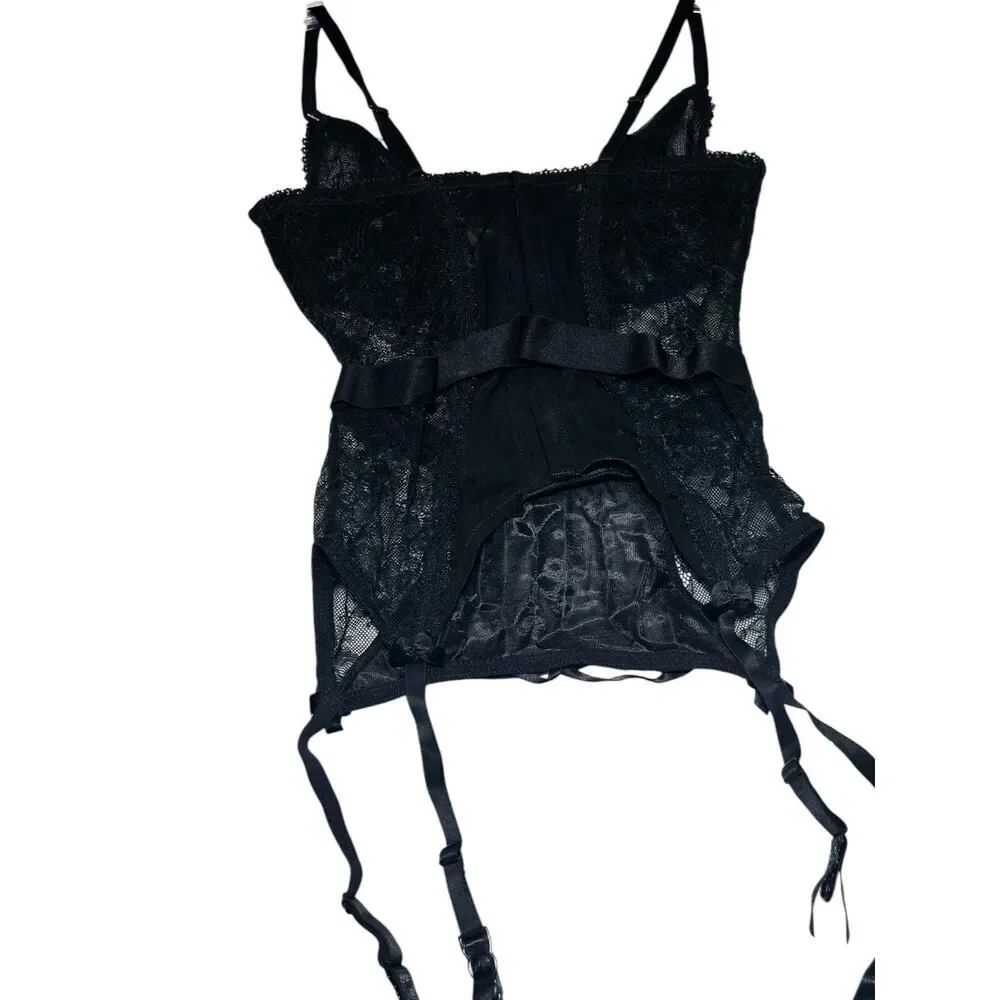 NWT Adore Me Women's Lingerie Lace Mesh Bustier Black Size‎ 32D Valentines Day